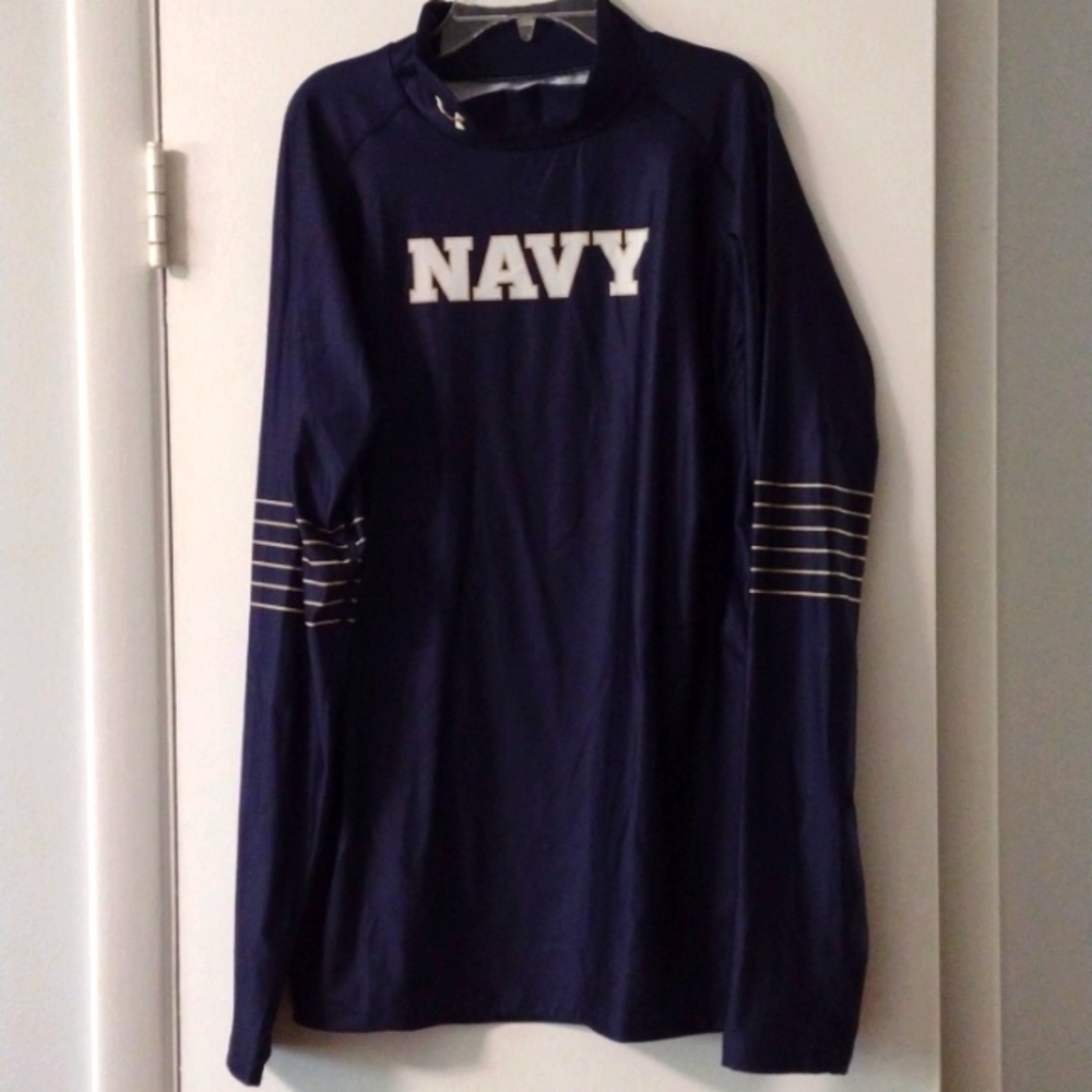 Men's Under Armour Navy USNA ColdGear Compression Long Sleeve Mock 3XL